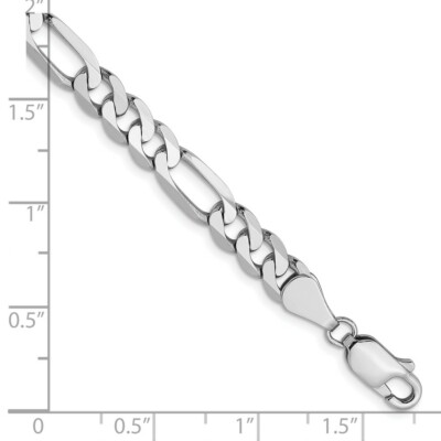 Pre-owned Skyjewelers Real 14k White Gold 5.5mm Flat Figaro Chain Bracelet; 7 Inch