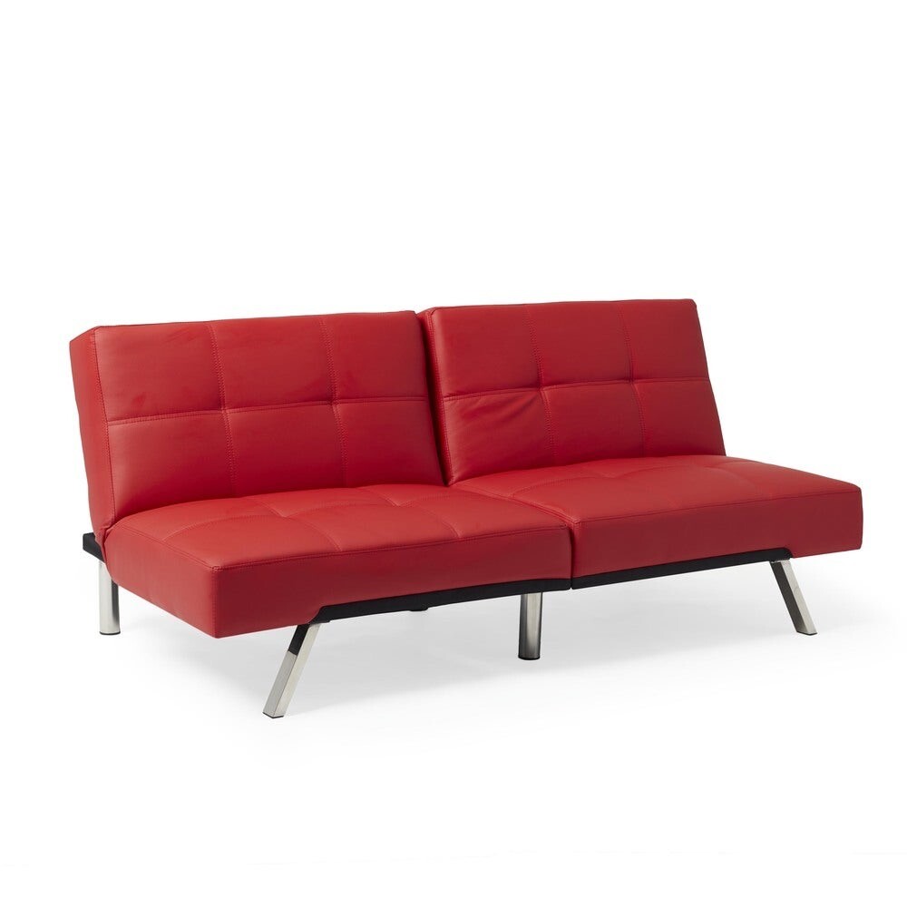 Red leather bonded leather foldable futon sofa bed in Aberdeen Gumtree