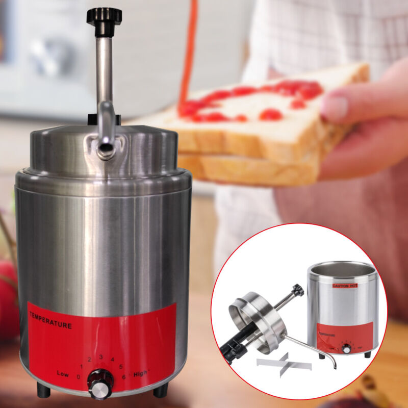 Electric Heated Cheese Warmer Dispenser Hot Fudge Warmer With Spout 1 Pump 500W