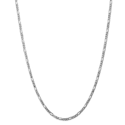 Pre-owned Superdealsforeverything Real 14kt White Gold 20 Inch 3mm Flat Figaro With Lobster Clasp Chain; 20 Inch
