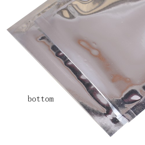 Assorted Sizes Glossy Mylar Foil Clear Front Silver Rear Zip Lock Pouch Bag M