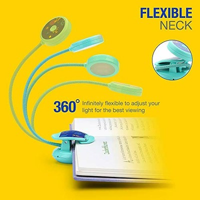 Rechargeable 4 LED Warm Eye-Care Book Light, 3 Brightness Levels, Weight 1.8 Oz,