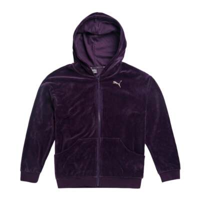 

Puma Alpha Velour Full Zip Jacket Молодежная фиолетовая повседневная верхняя одежда для мальчиков 589244-16, Фиолетовый