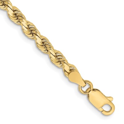 Pre-owned Superdealsforeverything Real 10kt Yellow Gold 3.75mm Diamond-cut Rope Chain; 9 Inch; Lobster Clasp