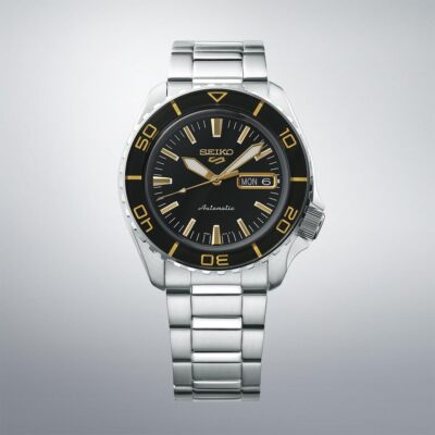 Pre-owned Seiko 5 Sports Sbsa261 Men Watch Japan Black X Gold Automatic Mechanical Diver