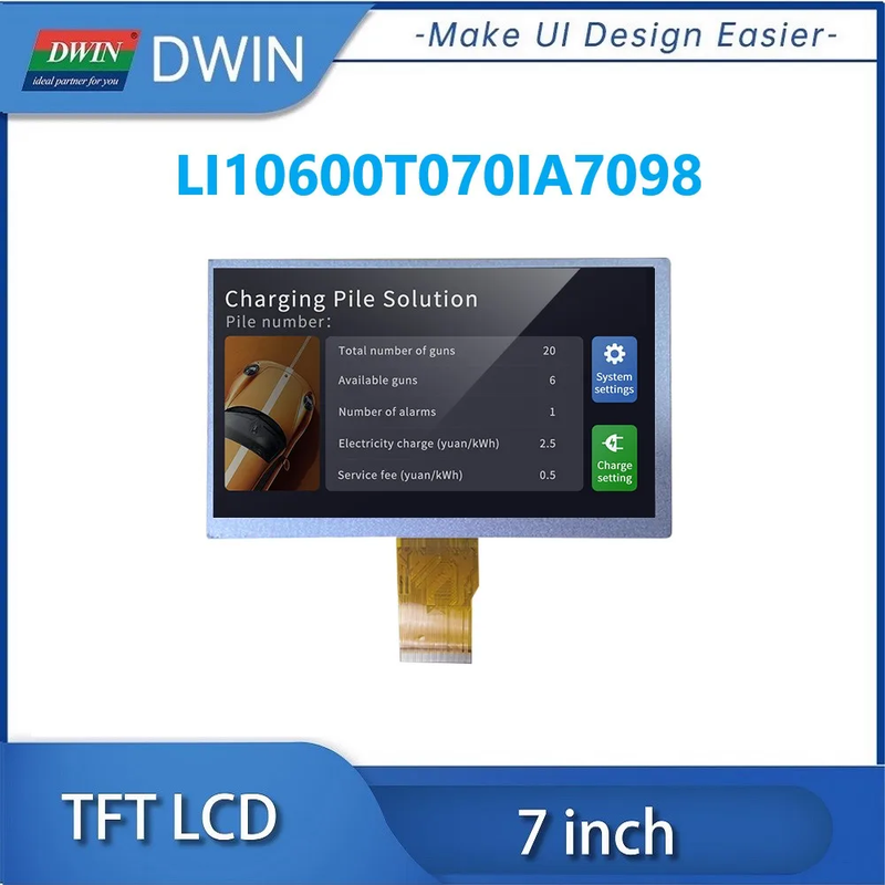 7 Inch 700nit 1024x600 RGB 24bit 50PIN IPS TFT LCD Module With Capacitive Touch