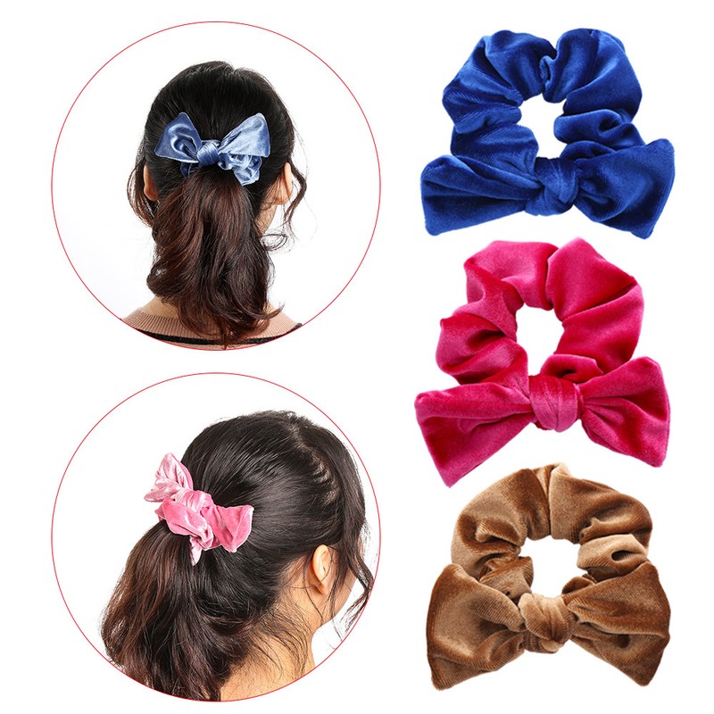Holder Velvet Scrunchies Bow Ties Bowknot Hair Ropes Elastic Hair