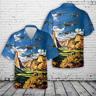 US Air Force J-3 CubL-4 Grasshopper Hawaiian Shirt Aloha Beach Shirt For Men