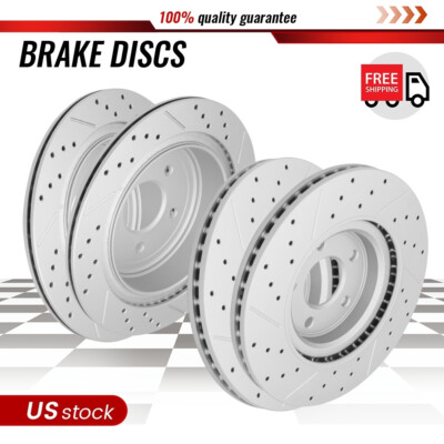 Front Rear Drilled & Slotted Brake Rotors For Nissan Pathfinder Murano JX35 QX50