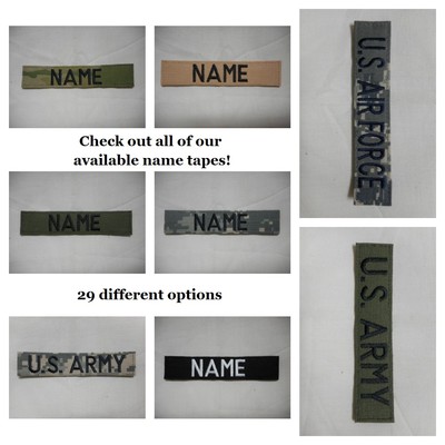CUSTOM EMBROIDERED ACU NAME TAPE, NEW, 5 INCH LENGTH, WITH HOOK FASTENER*