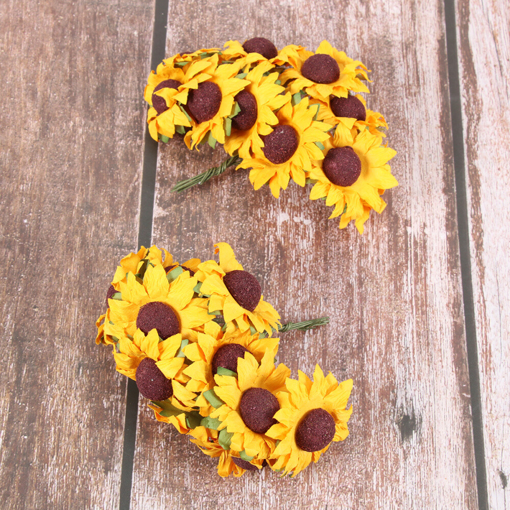 100pcs Artificial Mini Paper Sunflower Wedding Party Sunflower Diy Craft Decor Ebay
