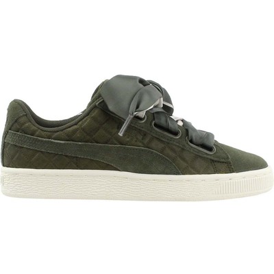 

Кроссовки Puma Suede Heart Quilted Womens Size 6.5 B Повседневная обувь 365462-03, Зеленый, Puma Suede Heart Quilted