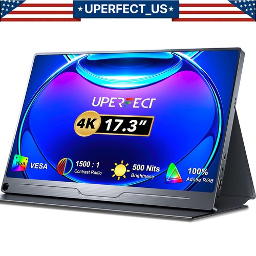 4K Portable Monitor, UPERFECT 17.3" Gaming Monitor 3840x2160 HDMI USB C UHD Used