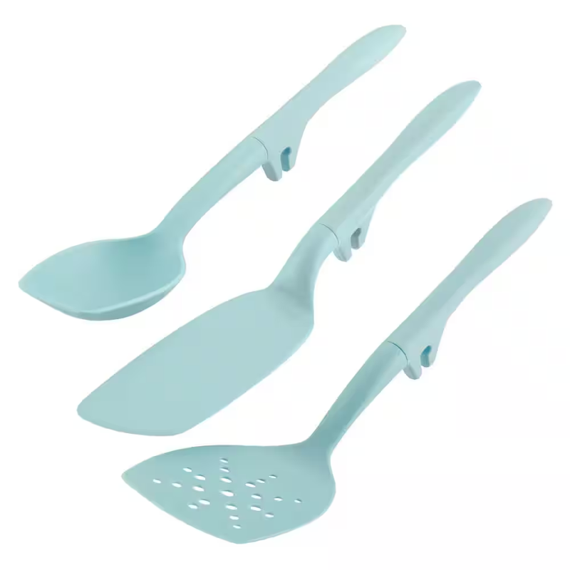 Rachael Ray Lazy Spoon and Flexi Turner Set, Nylon 3-Piece, Light Blue