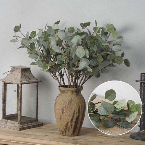 Simulated Eucalyptus Leaves Fake Leaf Green Plant Silk Flowers