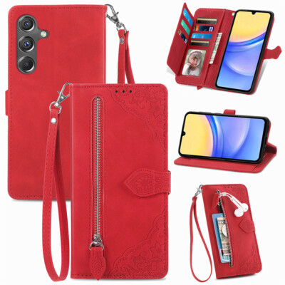 For Samsung Galaxy A25 A24 A23 A22 A15 A14 A05 Leather Zipper Wallet Phone Case