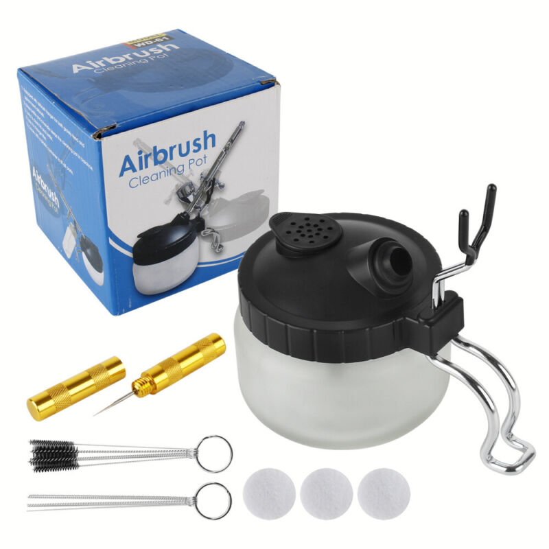 Airbrush Bürsten Nadel Reinigung Cleaning Pot Reinigungs Halter mit Viel Zubehör