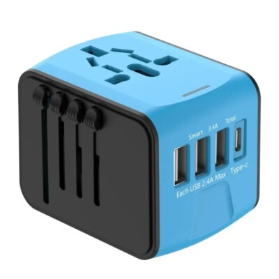 International Universal Travel Adapter 3 USB Type-C Converter Power Plug Charger
