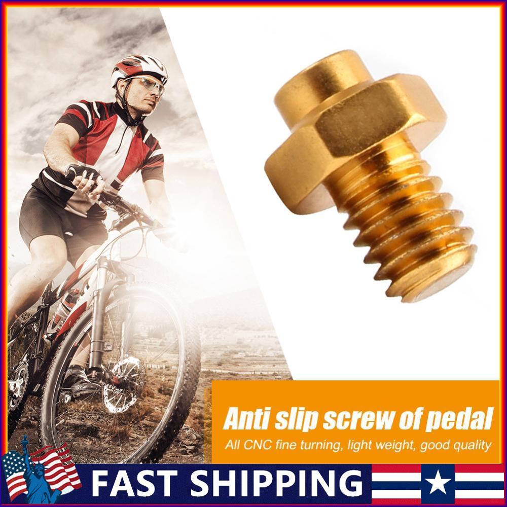 Pedal Bolts Mountain Bike M4 Stud Pin Non-slip Screw (gold)