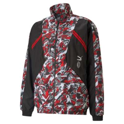 

Футбольная куртка Puma Ac Milan Tfs Full Zip Мужская черная повседневная спортивная верхняя одежда, Черный, Puma Ac Milan Tfs Full Zip Football Jacket