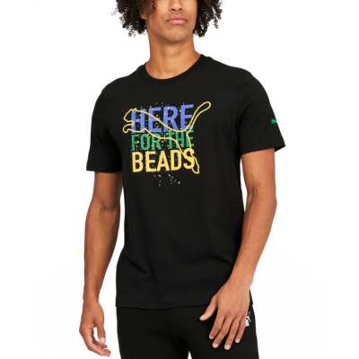 

Puma Here For The Beads Футболка с круглым вырезом и коротким рукавом с рисунком Мужская черная повседневная, Черный, Puma Here For The Beads Graphic Crew Neck Short Sleeve T-Shirt