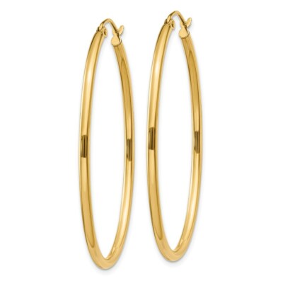 Pre-owned Skyjewelers Real 14kt Yellow Gold Oval Polished Hoop Earring