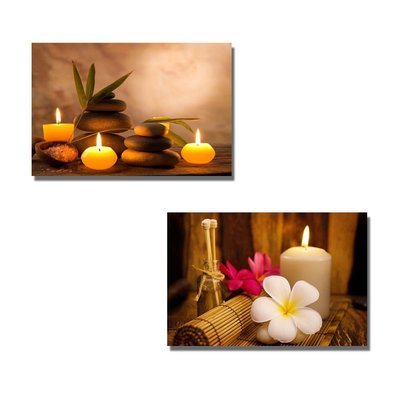 Canvas - Spa Still Life with Aromatic Candles and Frangipani -16''x24'' x 2 Panels
