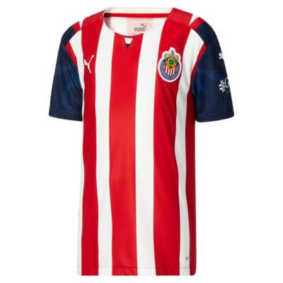 Puma Chivas 2122 Home Replica Crew Neck Short Sleeve Soccer Jersey Youth Boys Si