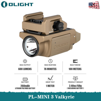 Olight PL-MINI 3 Valkyrie 600 Lumen Compact Weaponlight with Strobe Rail-Mounted