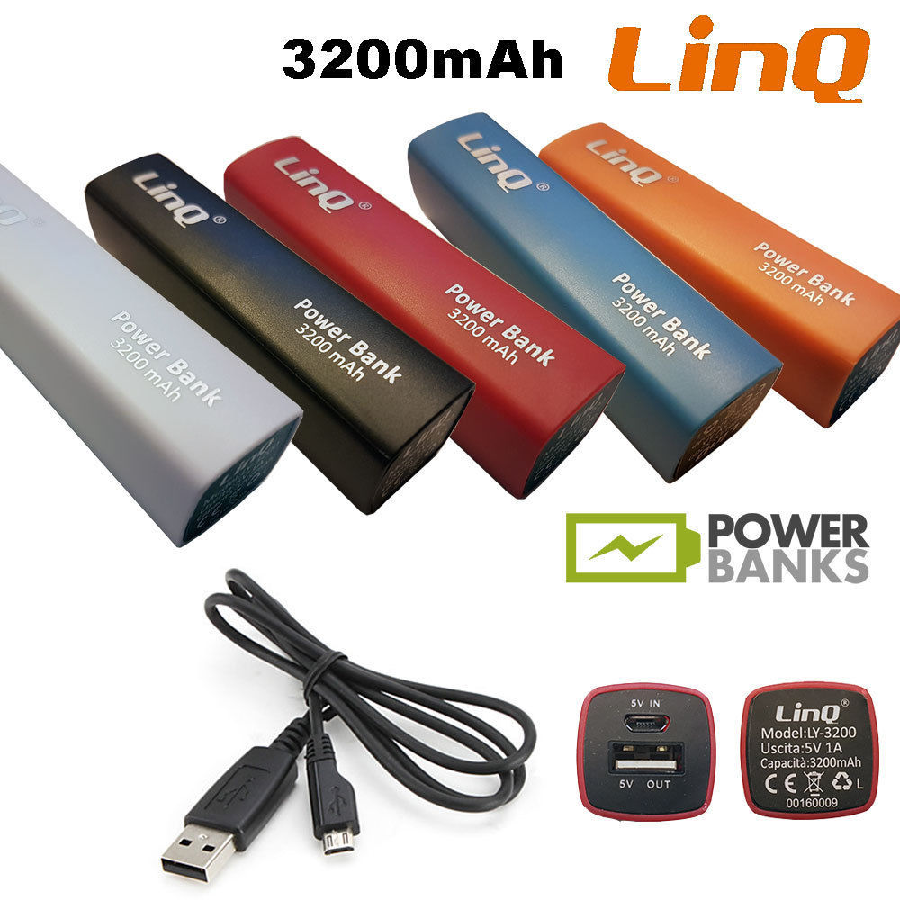 Power Bank Linq 3200mah Batteria Portatile Universale Cavo Usb Micro Usb Ly-3200