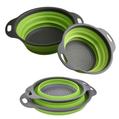 2 Pack Collapsible Silicone Colander Kitchen Food Strainers for Fruit Vegetables