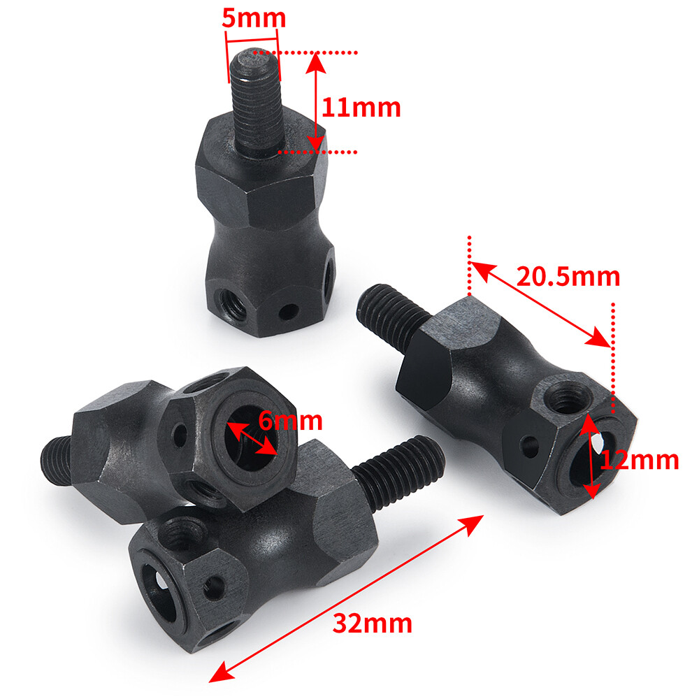 For LOSI BAJA BAJAREY HAMMER REY 1/10 RC Car Front / Rear Extend Wheel Hex +15MM