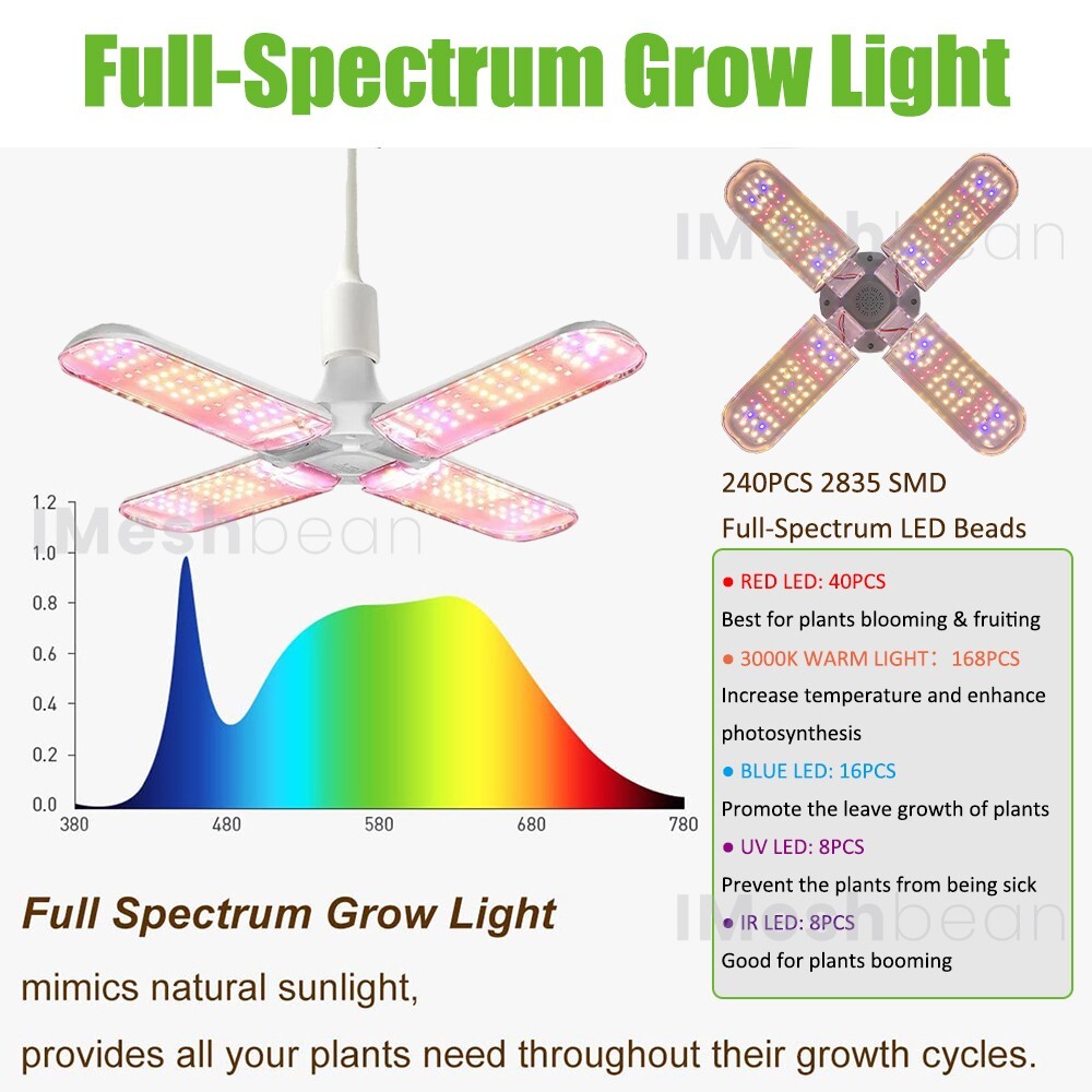 48"x48"x80" Complete Grow Tent Kit w/LED Full Spectrum Grow Light+Air Filter Kit