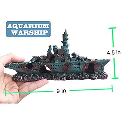 SLOME Aquarium Shipwreck Decorations Fish Tank Ornaments - Resin Material Sunken