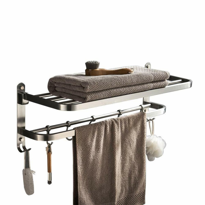 Rack With Towel Shelf Brushed Nickel 24-inch Towel Racks For