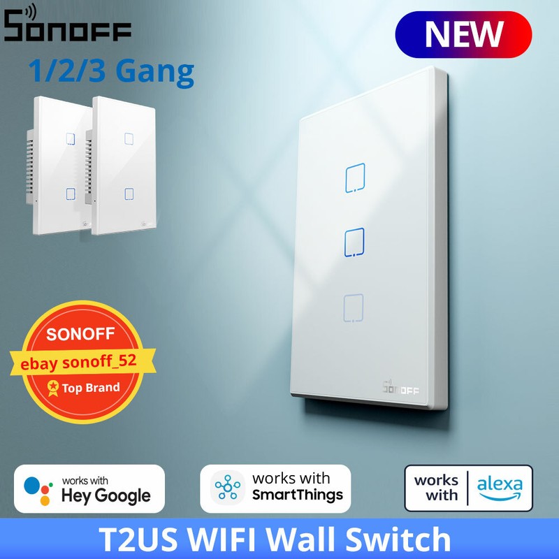 SONOFF T2US WIFI Smart Home Wall Touch Light Switch RF