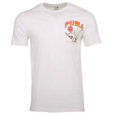 

Puma Michelada Graphic Crew Neck Футболка с коротким рукавом Мужские белые повседневные топы 537, Белый, Puma Michelada Graphic Crew Neck Short Sleeve T-Shirt