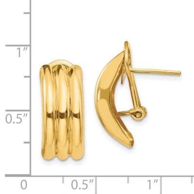 Pre-owned Skyjewelers Real 14kt Yellow Gold Omega Post Earrings
