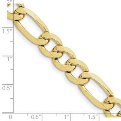 Pre-owned Superdealsforeverything Real 10kt Yellow Gold 10mm Concave Open Figaro Chain; 22 Inch; Lobster Clasp