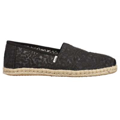 Черные женские повседневные туфли без шнуровки TOMS Alpargata Rope 10017846T