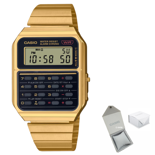 CASIO Vintage Series CA 500WEG 1A Gold Calculator Stainless Steel Watch