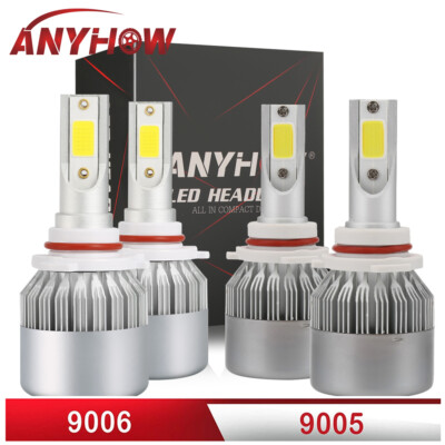 ANYHOW 4PCS Combo 9005+9006 High Low Beam LED Headlights Bulbs Kit 6500K LAMP C6