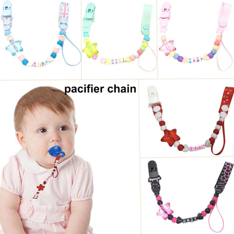 Infant Dummy Baby Teething Pacifier Chain Chew Toy Soother Clip Nipple Holder
