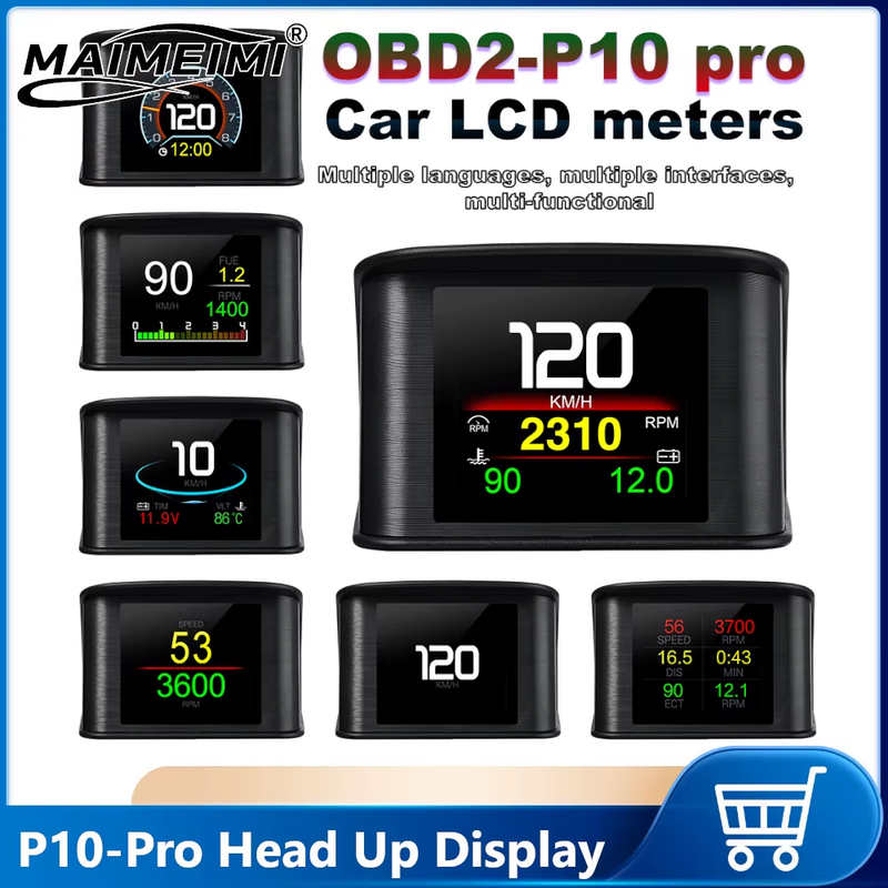 OBD HUD P10 Pro OBD2 Smart Digital Meter Head Up Display Digital Speedometer On