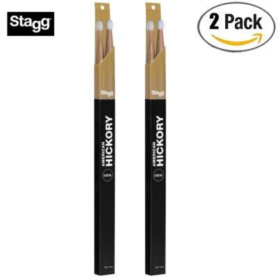 2-PACK Stagg 1-Pair American Hickory 5BN Nylon Tip Drum Sticks SHV5BN