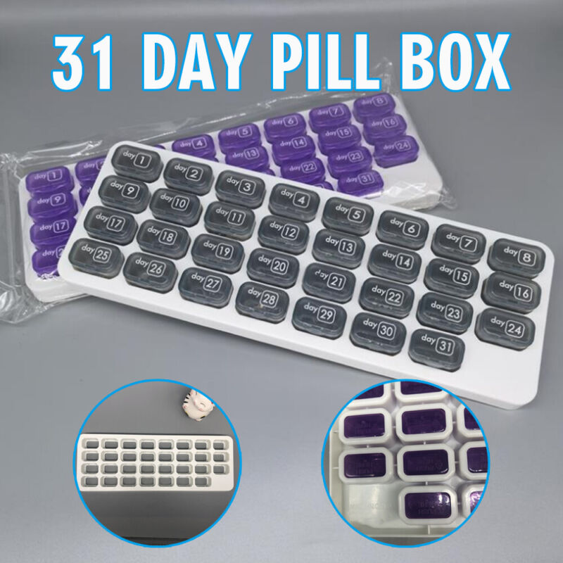 31 Day Pill Box Tablet Medicine Organiser Dispenser Monthly Daily Storage Case