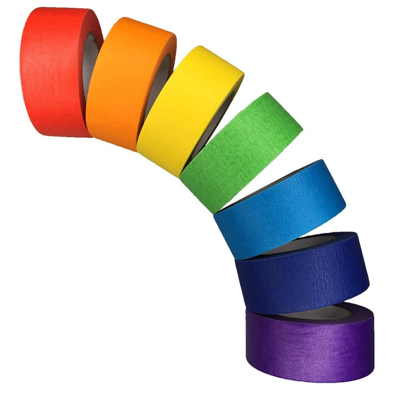 Rainbow Colors Masking Tape 1 inch Width Adhesive Tape Pressure Sensitive Tape T