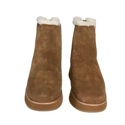 Pre-owned Bernardo Tobacco Split Suede Cozy Booties Size 8.5 In Brown