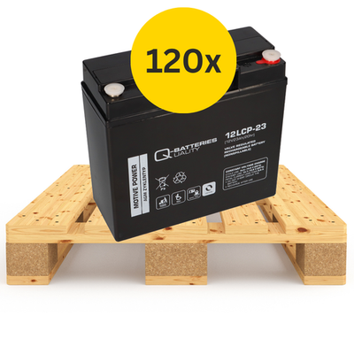 120x Q-Batteries 12LCP-23 / 12V - 23Ah Blei Akku Zyklentyp AGM - Deep Cycle VRLA