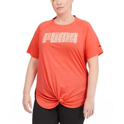 

Puma Train Digital Logo Crew Neck Short Sleeve TShirt Plus Womens Orange Casual, Оранжевый